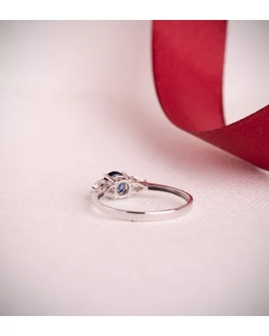 Sortija oro 18k blanco zafiro difusión 5 mm 0,29 quilates