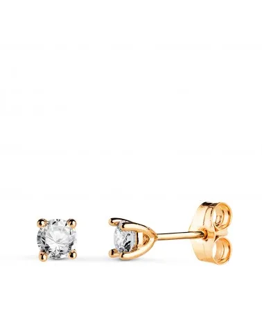 Pendientes oro 18k amarillo diamantes de laboratorio 0,4 quilates 4x4 mm