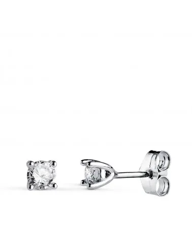 Pendientes oro 18k blanco diamantes de laboratorio 0,4 quilates 4x4 mm