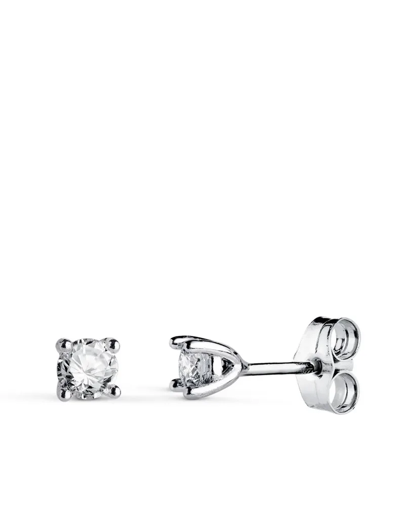Pendientes oro 18k blanco diamantes de laboratorio 0,4 quilates 4x4 mm
