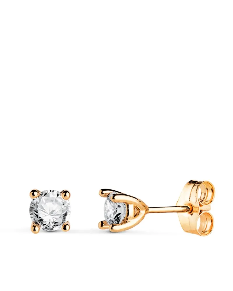 Pendientes oro 18k amarillo diamantes de laboratorio 0,6 quilates 4,5x4,5 mm
