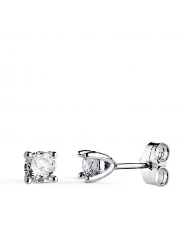 Pendientes oro 18k blanco diamantes de laboratorio 0,6 quilates 4,5x4,5 mm