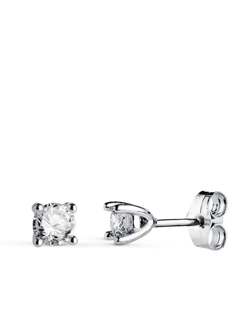 Pendientes oro 18k blanco diamantes de laboratorio 0,6 quilates 4,5x4,5 mm