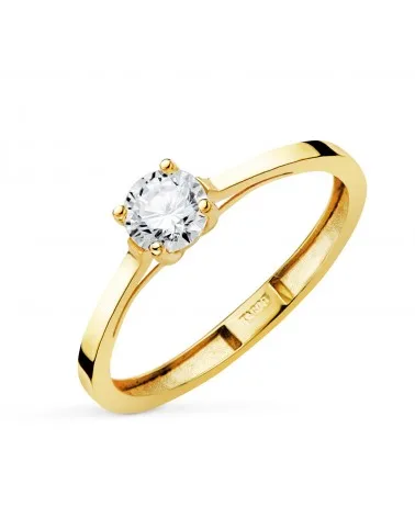 Solitario oro 18k amarillo 4 garras diamante de laboratorio 0,3 quilates