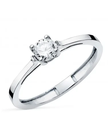 Solitario oro 18k blanco 4 garras con diamante de laboratorio 0,3 quilates