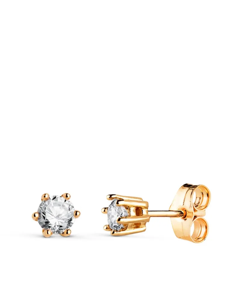 Pendientes oro 18k amarillo diamantes de laboratorio 0,4 quilates 4,5x4,5 mm