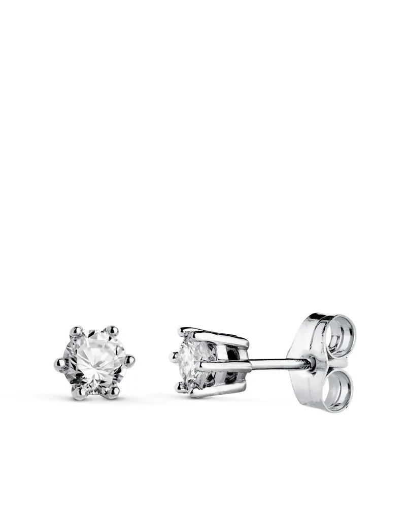 Pendientes oro 18k blanco diamantes de laboratorio 0,4 quilates 4,5x4,5 mm