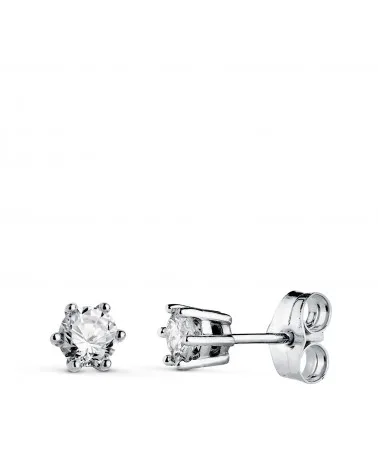 Pendientes oro 18k blanco diamantes de laboratorio 0,4 quilates 4,5x4,5 mm