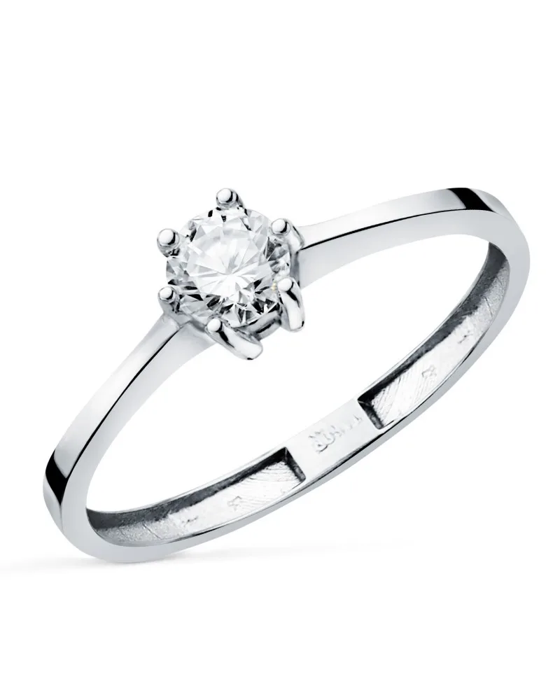 Solitario oro 18k blanco 6 garras con diamante de laboratorio