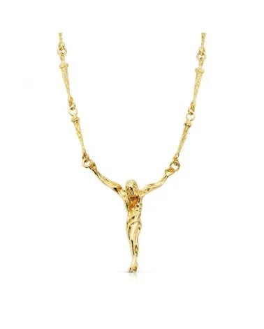 Cristo oro 18k amarillo de dali con asas 33x28 mm cadena
