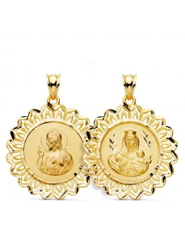 Medalla oro 18k amarillo escapulario oro amarillo cerco