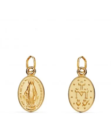 Medalla oro 18k amarillo Virgen Milagrosa oval