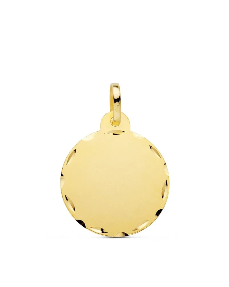 Placa oro 18k amarillo chapa disco liso tallado 20 mm