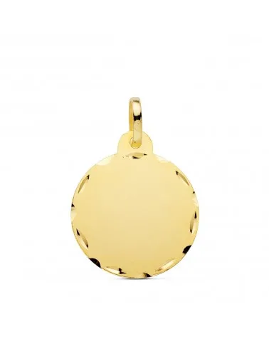 Placa oro 18k amarillo chapa disco liso tallado 20 mm