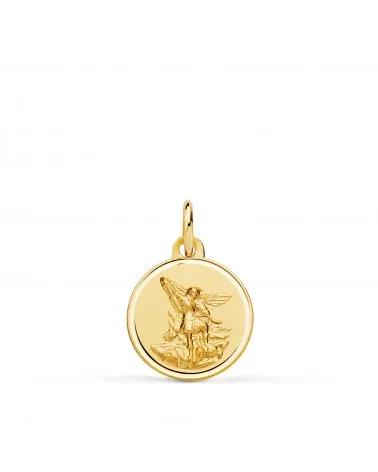Medalla oro 18k amarillo San Miguel bisel 14 mm