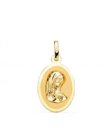 Medalla oro 18k amarillo Virgen Niña brillo modelo 1