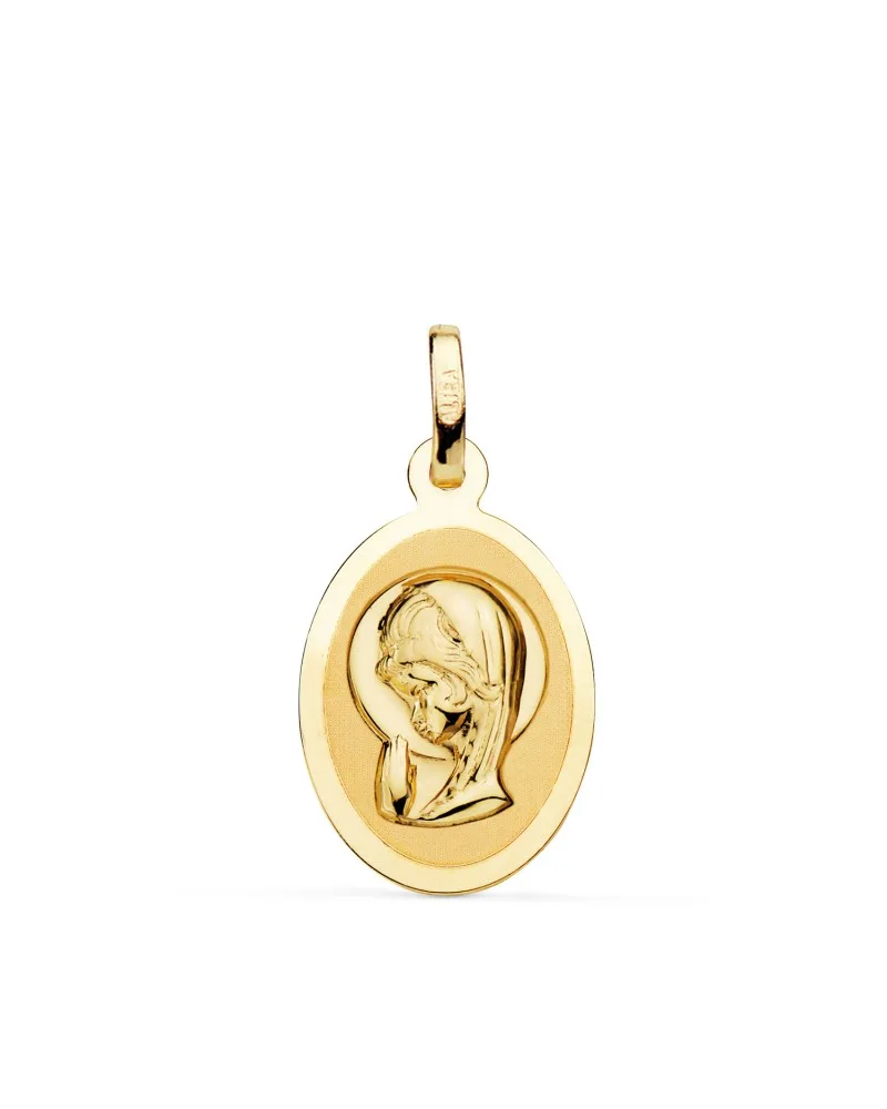 Medalla oro 18k amarillo Virgen Niña brillo modelo 2