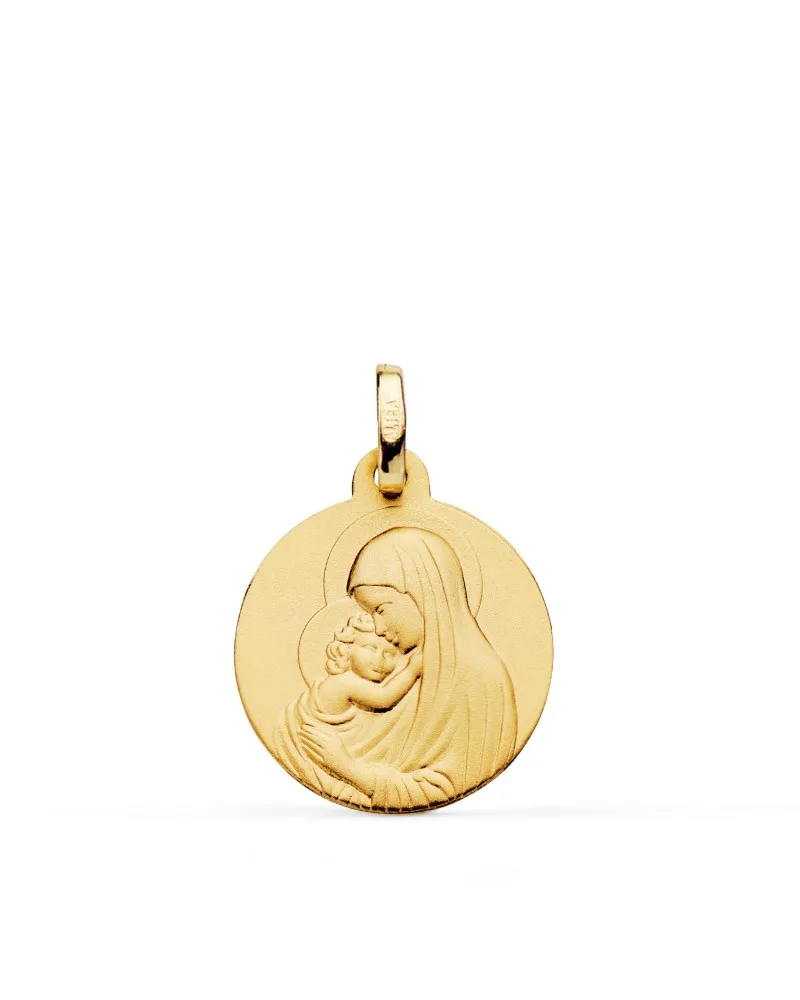 Medalla oro 18k amarillo madonna de boticelli matizada lisa