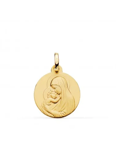 Medalla oro 18k amarillo madonna de boticelli matizada lisa