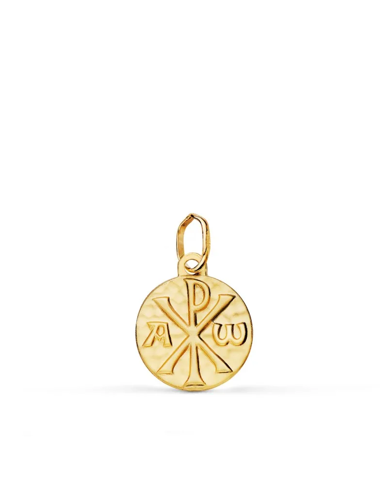 Medalla oro 18k amarillo cruz de crismon martele 12 mm