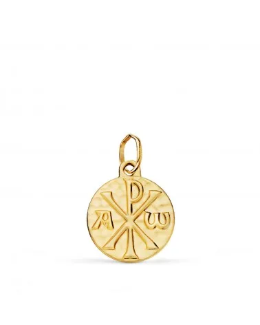 Medalla oro 18k amarillo cruz de crismon martele 14 mm