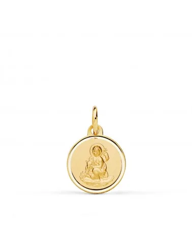 Medalla oro 18k amarillo San Juan Bautista matizada bisel 12