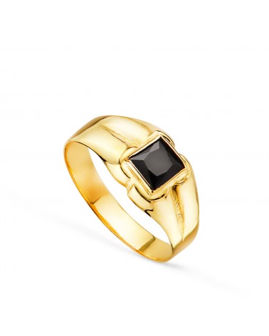 Solitario oro 18k amarillo pequeño bebé o meñique circonita negra 3,5 mm