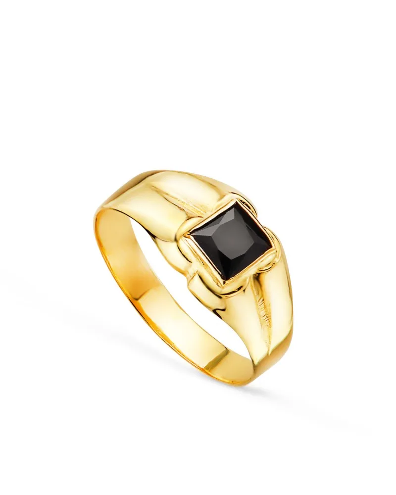 Solitario oro 18k amarillo pequeño bebé o meñique circonita negra 3,5 mm