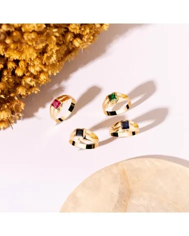 Solitario oro 18k amarillo pequeño bebé o meñique circonita negra 3,5 mm