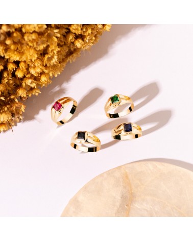 Solitario oro 18k amarillo pequeño bebé o meñique circonita verde 3,5 mm