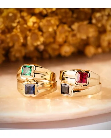 Solitario oro 18k amarillo pequeño bebé o meñique circonita verde 3,5 mm