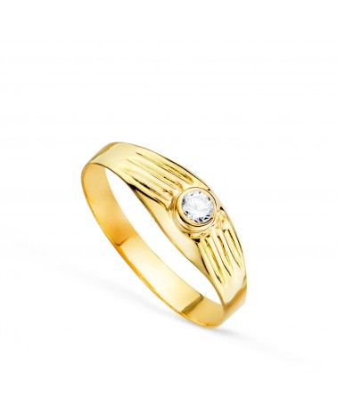 Solitario oro 18k amarillo hueco de bebé o meñique circonita blanca