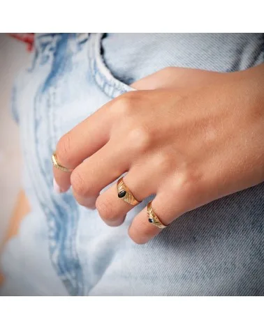 Solitario oro 18k amarillo pequeño bebé o meñique circonita aguamarina 2,5 mm
