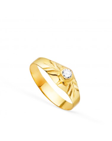 Solitario oro 18k amarillo pequeño bebé o meñique circonita 2,5 mm