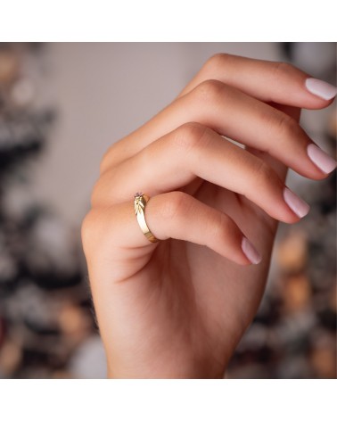 Solitario oro 18k amarillo pequeño bebé o meñique circonita rosa 2,5 mm