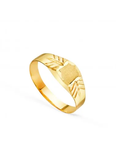 Sello oro 18k amarillo hueco para bebé o meñique cuadrado 4x4 mm