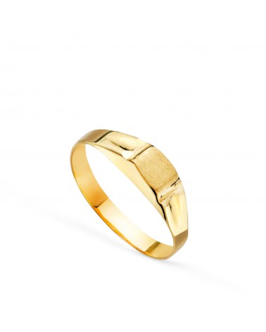 Sello oro 18k amarillo hueco bebé o meñique rectangular