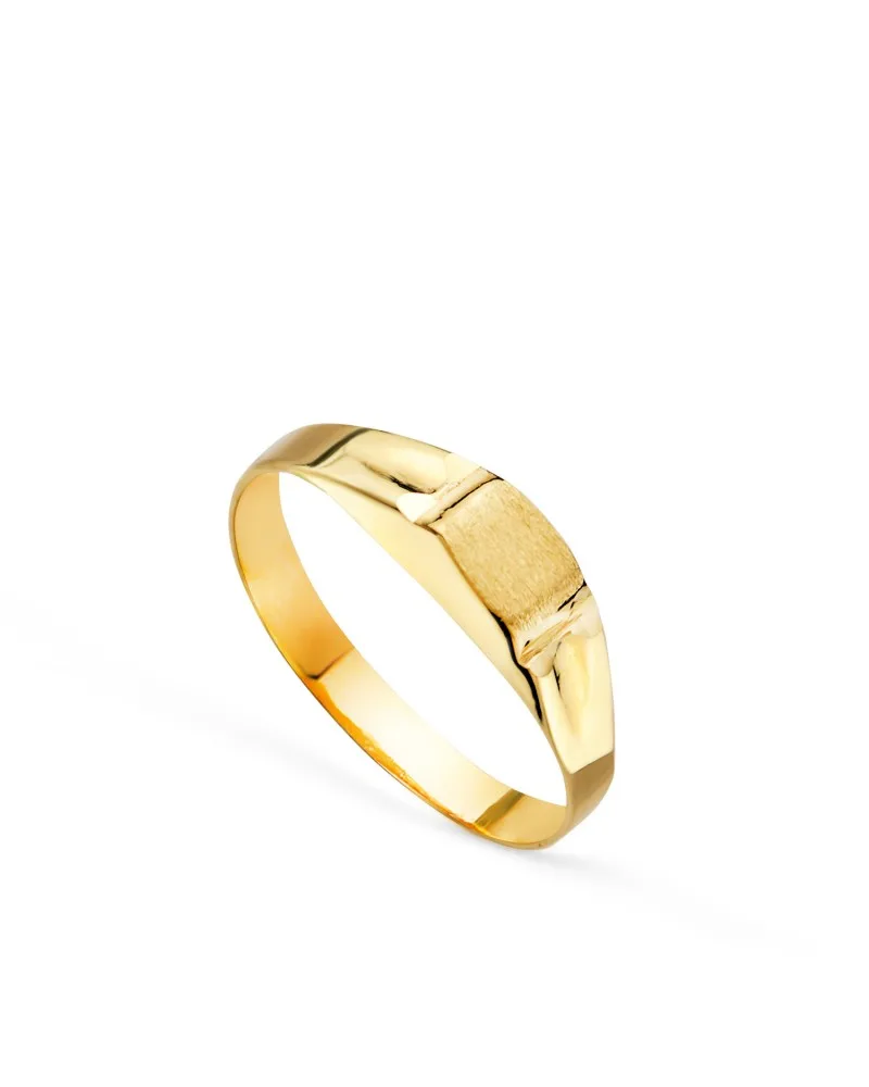 Sello oro 18k amarillo hueco bebé o meñique rectangular