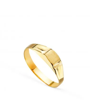 Sello oro 18k amarillo hueco bebé o meñique rectangular