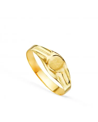Sello oro 18k amarillo hueco bebé o meñique redondo