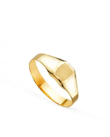 Sello oro 18k amarillo hueco bebé o meñique rectangular brillo