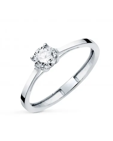 Solitario oro 18k blanco 4 garras con diamante de laboratorio 0,5 quilates