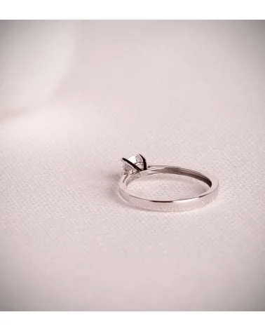 Solitario oro 18k blanco 4 garras con diamante de laboratorio 0,5 quilates