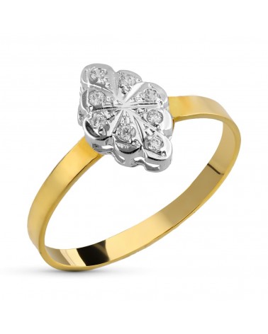 Sortija oro 18k bicolor roseta de circonitas