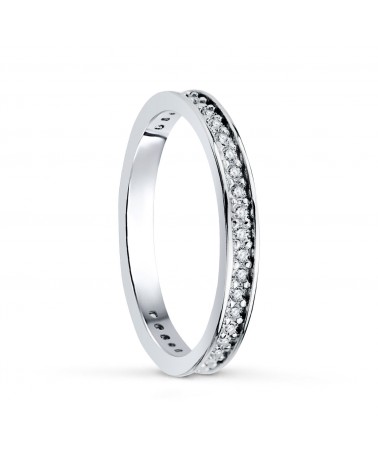 Media alianza oro 18k blanco circonitas clavadas ancho 2,5 mm