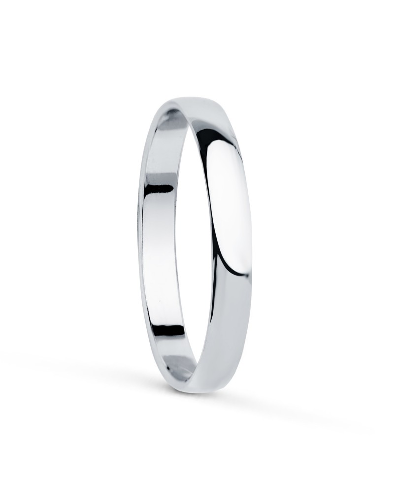 Alianza oro 18k blanco lisa brillo ancho 2,5 mm grosor 1 mm