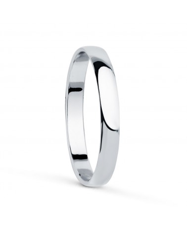 Alianza oro 18k blanco lisa brillo ancho 2,5 mm grosor 1 mm