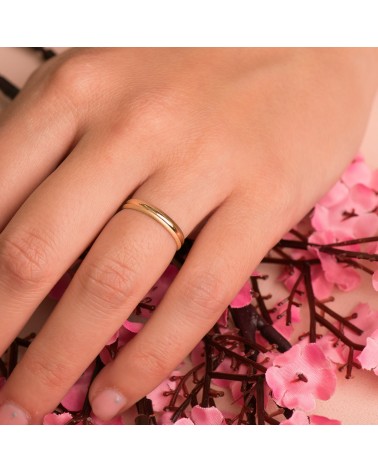 Alianza oro 18k amarillo mate y brillo ancho 3 mm grosor 0,9