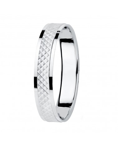 Alianza oro 18k blanco bordes brillo y centro tallado 3,5 mm