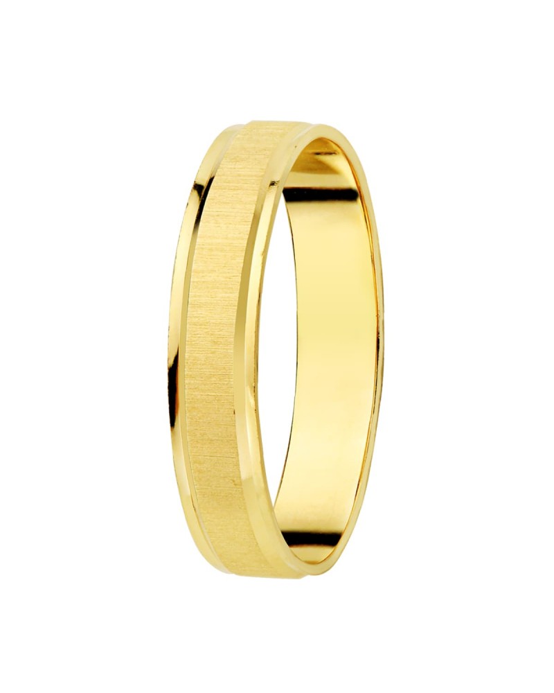 Alianza oro 18k amarillo mate y brillo ancho 3,5 mm